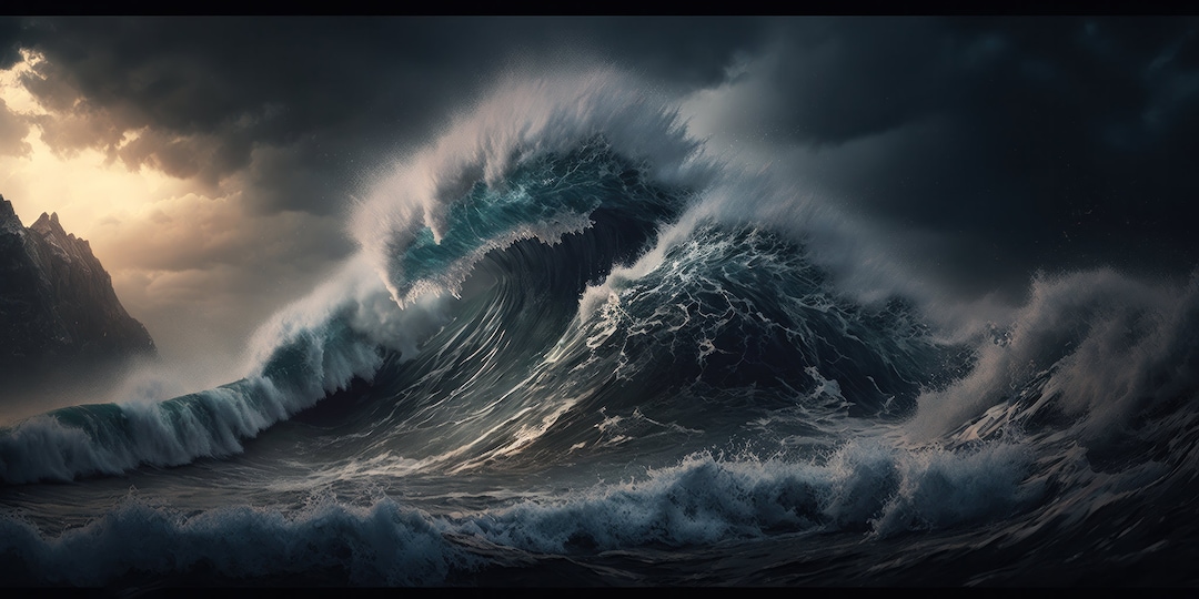 Rough Ocean Storm Waves Crashing Digital Wallpaper Download 4K - Etsy