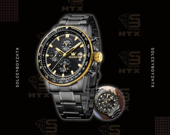 Men's Fashion Dress Watch, Stainless Steel Waterproof Analog Quartz Wristwatch