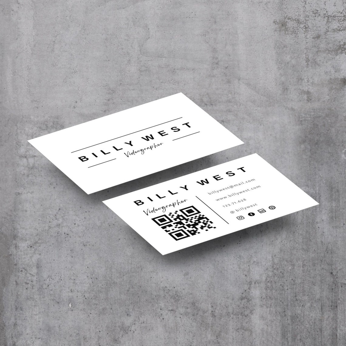 Simple Business Card Template With QR Code. Small Business Owner ...