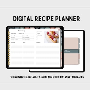 Digitales Rezeptbuch für GoodNotes | Bekanntheit | Digitales iPad Rezept Journal | Digitales Kochbuch | Digitaler Essensplaner | Rezeptbuch