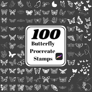100 procreate butterfly stamps | procreate brushes | tattoo style | butterfly stamps