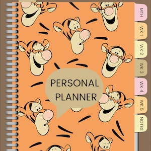 Winnie the Pooh and Tigger themed digital monthly planner