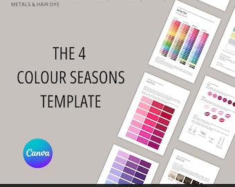 TEMPLATE, All 4 Colour Seasons, Color Analysis, Client Handout, Tool for Stylists, Image Consultants, Colour Analysts, & HMUA, Edit in Canva