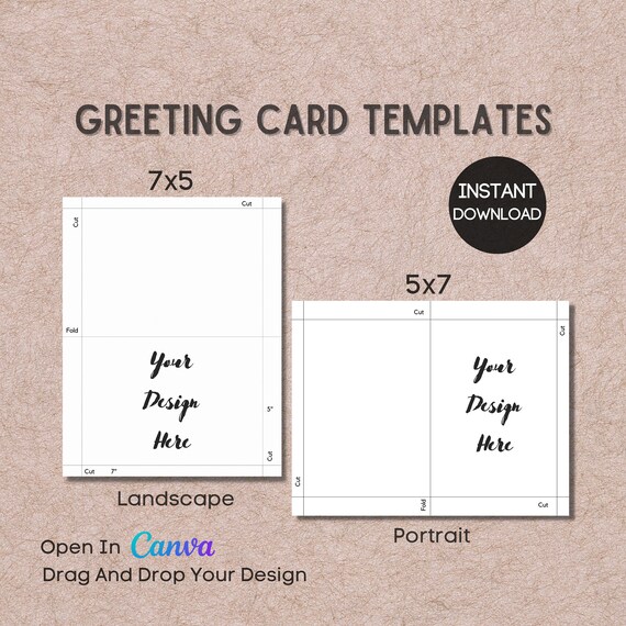 Greeting Card Templates 5x7 and 7x5 Foldable Open in Canva - Etsy
