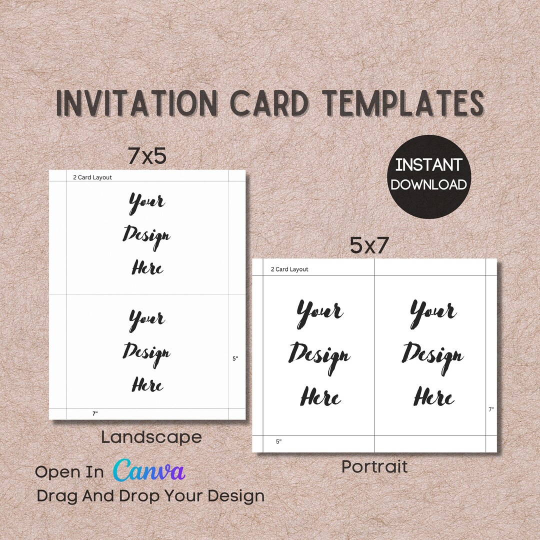 5x7 and 7x5 Invitation Card Templates Open in Canva Drag and - Etsy
