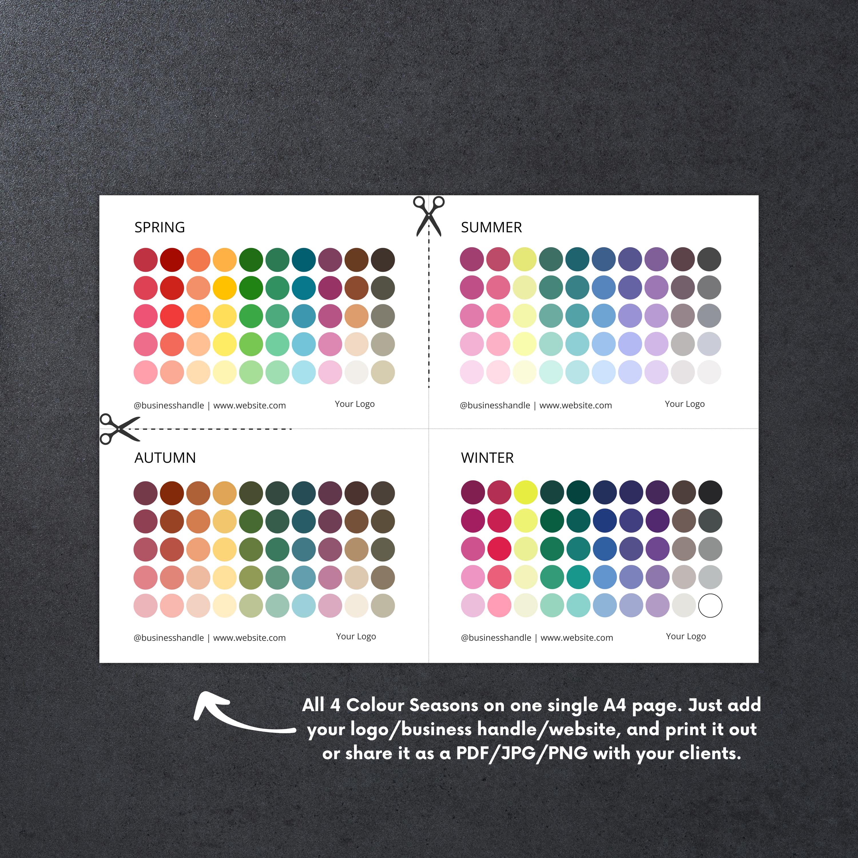 Etsy Color Map TEMPLATE, 4 Color Seasons, Tool for Personal Stylists & Colour Analysts ...
