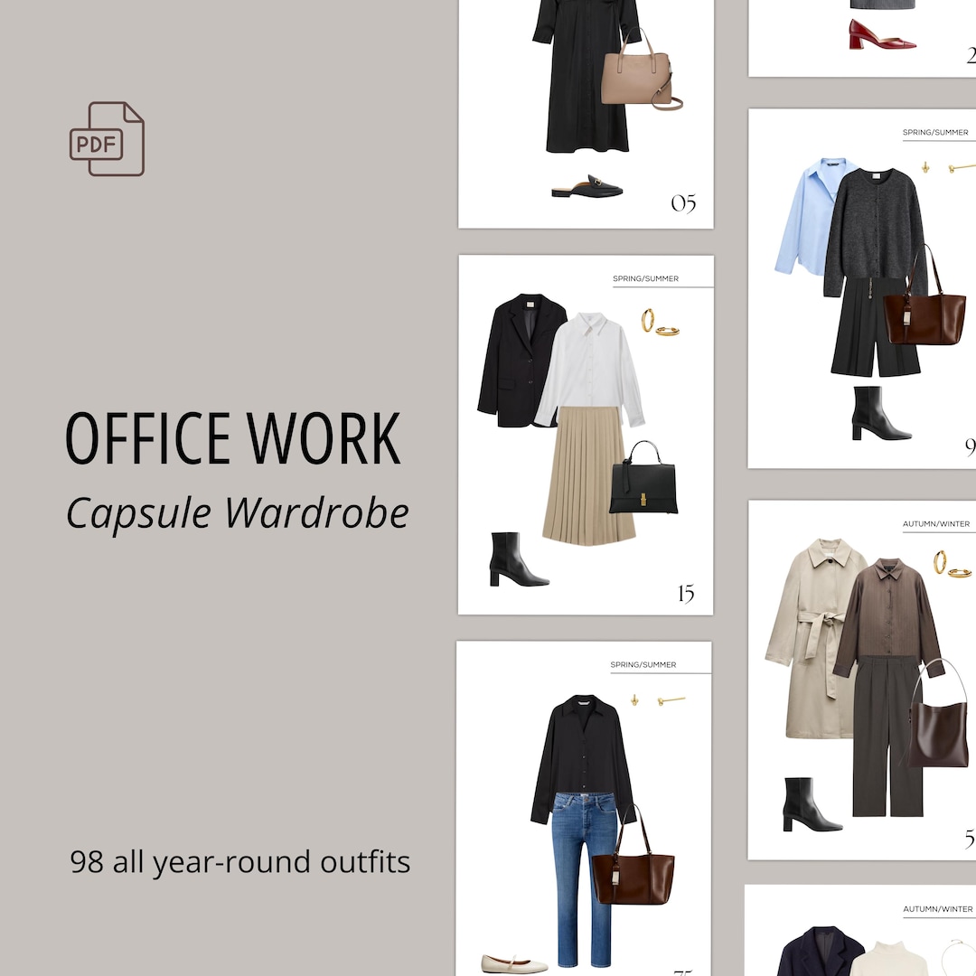 Capsule wardrobe per l'ufficio, 98 outfit pronti per tutto l'anno, 2025,  idee per look da ufficio per stagioni, business casual, abbigliamento da 
