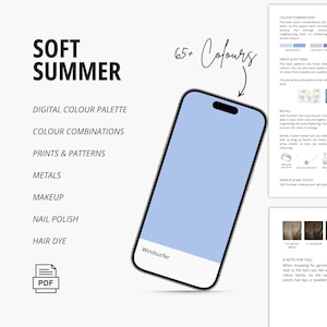Paleta delikatnych letnich kolorów (12 pór roku), kombinacje kolorów, nadruki i wzory, metale, makijaż, lakiery do paznokci i rekomendacje dotyczące farbowania włosów
