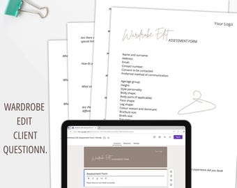 Modèle de formulaire d'évaluation de modification de garde-robe, style personnel (impression PDF, formulaire Google)