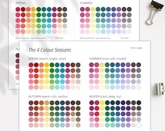 MODÈLE, 4 saisons de couleurs, outil pour les stylistes personnels et les analystes de la couleur, document client, modifiable sur Canva, imprimable, téléchargement immédiat