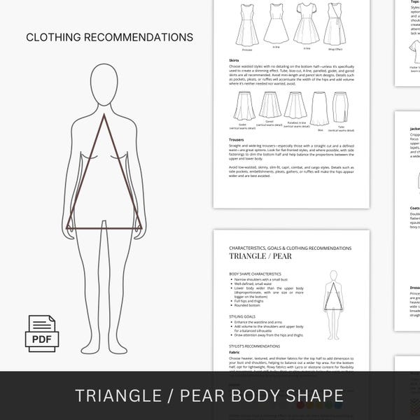 Triangle/Pear Body Shape Guide, Empfehlungen für die Kleidung, Kleid für Ihren Körpertyp, PDF-Download