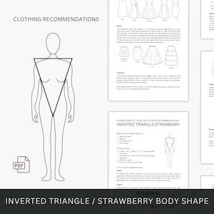 Inverted Triangle/Strawberry Body Shape Guide, for Everyday Women, What to Wear, Clothing Recommendations, Style for Broad Shoulders, PDF