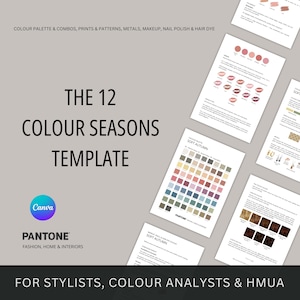 MODÈLE, 12 saisons de couleurs, sous-saisons, outil pour stylistes, consultants en image et analystes de couleurs, document client, personnalisable dans Canva