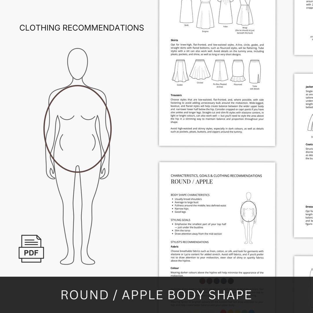 Round/apple Body Shape Guide, Clothing Recommendations, Dress for Your ...