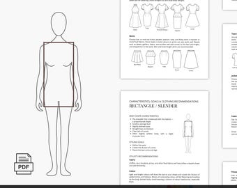 Rectangle/Slender Body Shape Guide, Clothing Recommendations, Dress for Your Body Type, PDF Download