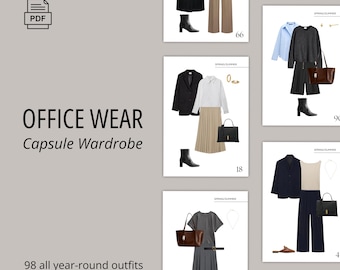 Penderie capsule Office Wear, Noyau de style classique, 98 idées de tenues pré-coiffées toute l'année, 2026, Looks de bureau 4 saisons, Business casual