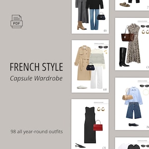 French Style Capsule Wardrobe, 98 All Year-Round Pre-Styled Outfit Ideas, Timeless Essentials, 2026, Instant Download