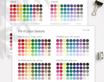 TEMPLATE, 4 Colour Seasons, Tool for Personal Stylists & Colour Analysts, Client Handout, Editable in Canva, Printable, Instant Download