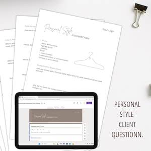 TEMPLATE, Questionnaire, Personal Style, Male & Female Clients, Tool for Personal Styling Business, Edit in Canva, PDF Print, Google Form