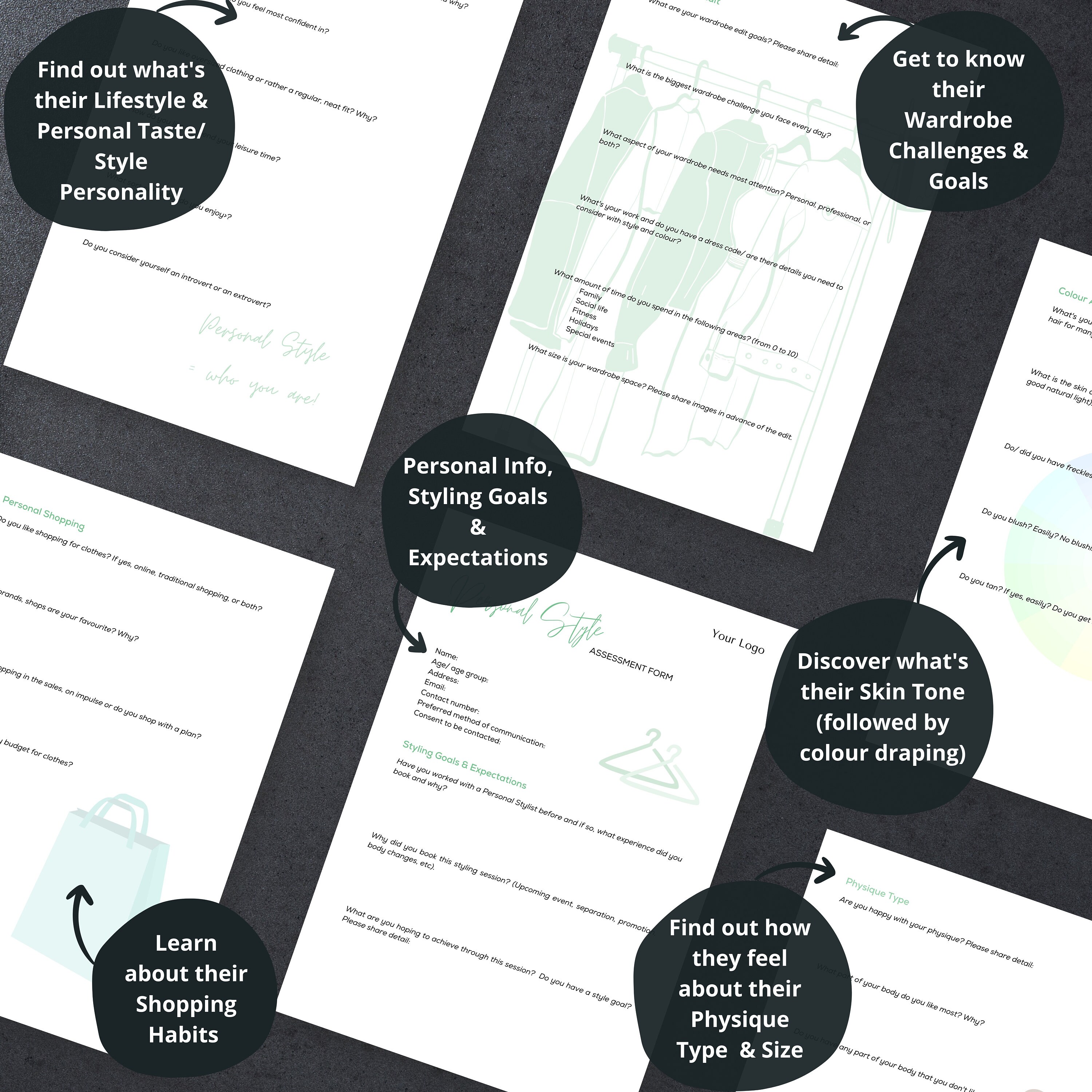 Questionnaire, Male Clients, for Personal Styling Business, Editable in