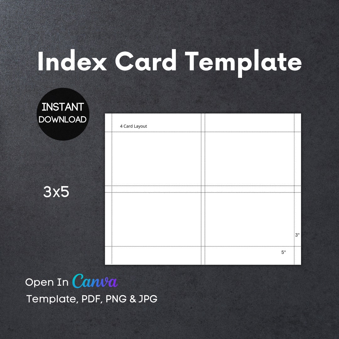 3x5 Index Card Template, PDF, PNG & JPG, Editable in Canva, Digital 3x5 Index Card Template, PDF, PNG & JPG, Editable in Canva, Digital