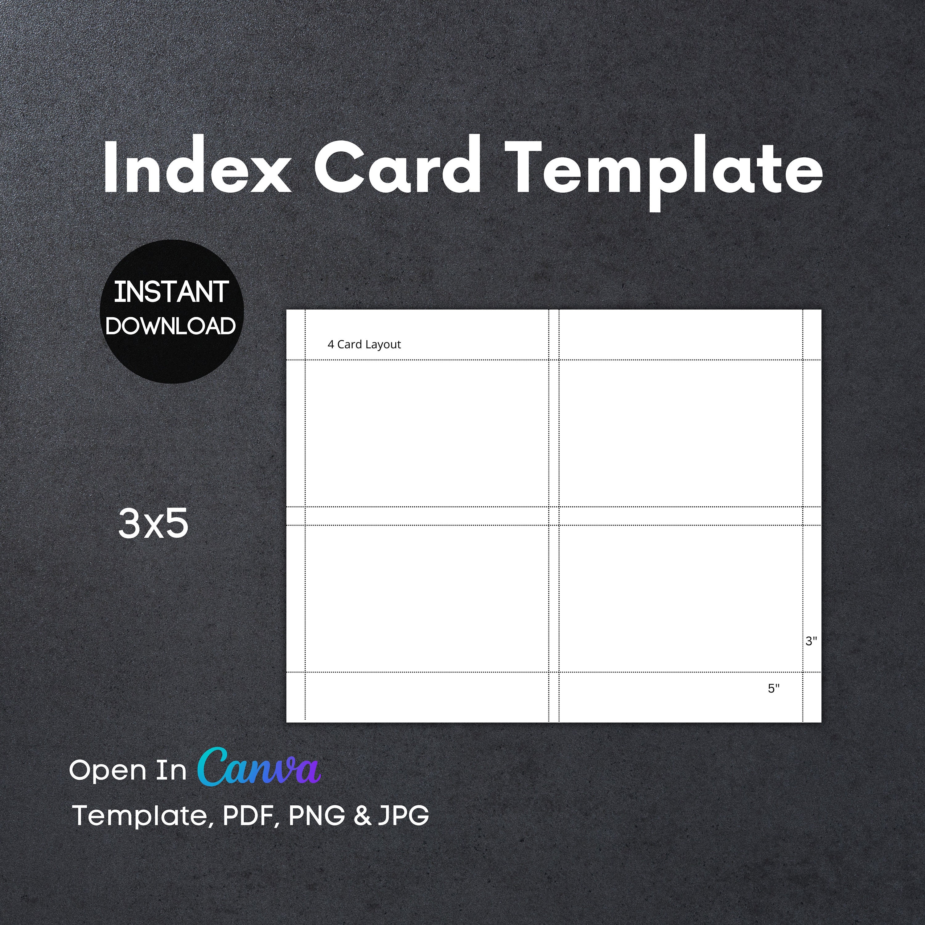 3x5 Index Card Template, PDF, PNG & JPG, Editable in Canva, Digital 3x5 Index Card Template, PDF, PNG & JPG, Editable in Canva, Digital