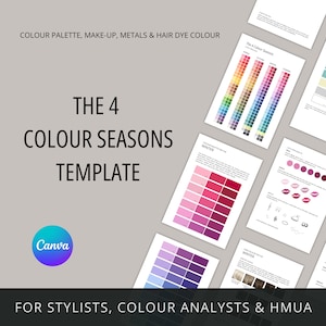 TEMPLATE, The 4 Colour Seasons, for Personal Stylists, Colour Analysts, HMUA, Colour Palette, Make-up, Metals & Hair Dye Colour Recommend.