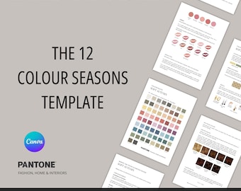 MODÈLE, 12 saisons de couleurs, sous-saisons, outil pour stylistes, consultants en image et analystes de couleurs, document client, personnalisable dans Canva
