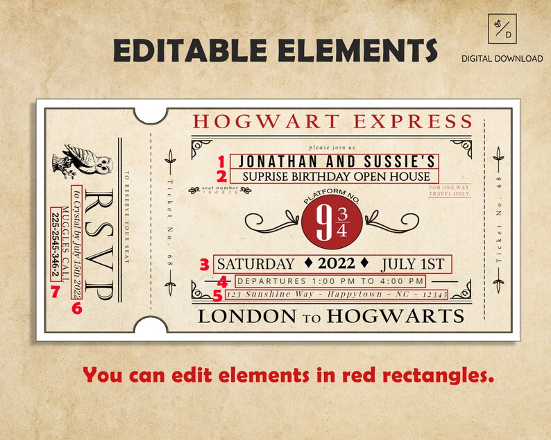 Editable Wizard Invitation Online Editor Printable Etsy