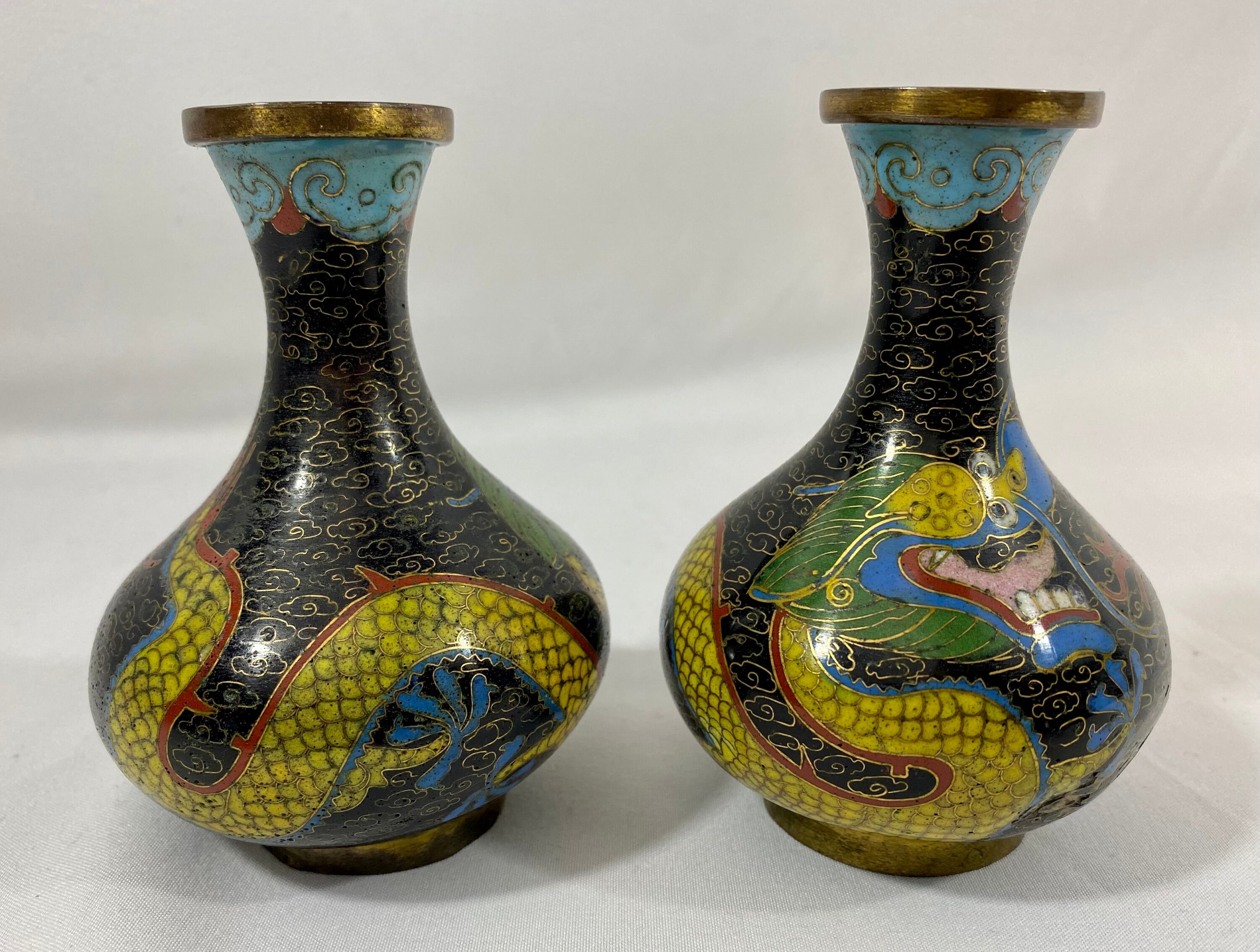 19th C Chinese Cloisonne Dragon Vases Etsy