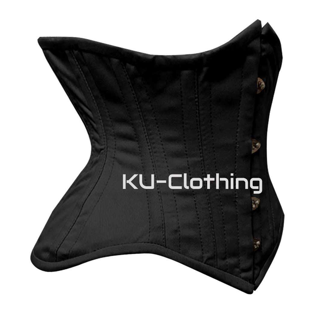 Women Corset Steel Boned Corset Underbust Cotton Corset Black