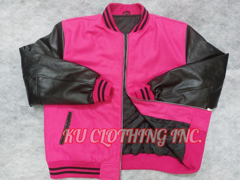 Women Varsity Jacket Letterman Jacket Pink Jacket Wool And Leather Women Varsity Jacket Letterman Jacket Pink Jacket Wool And Leather
