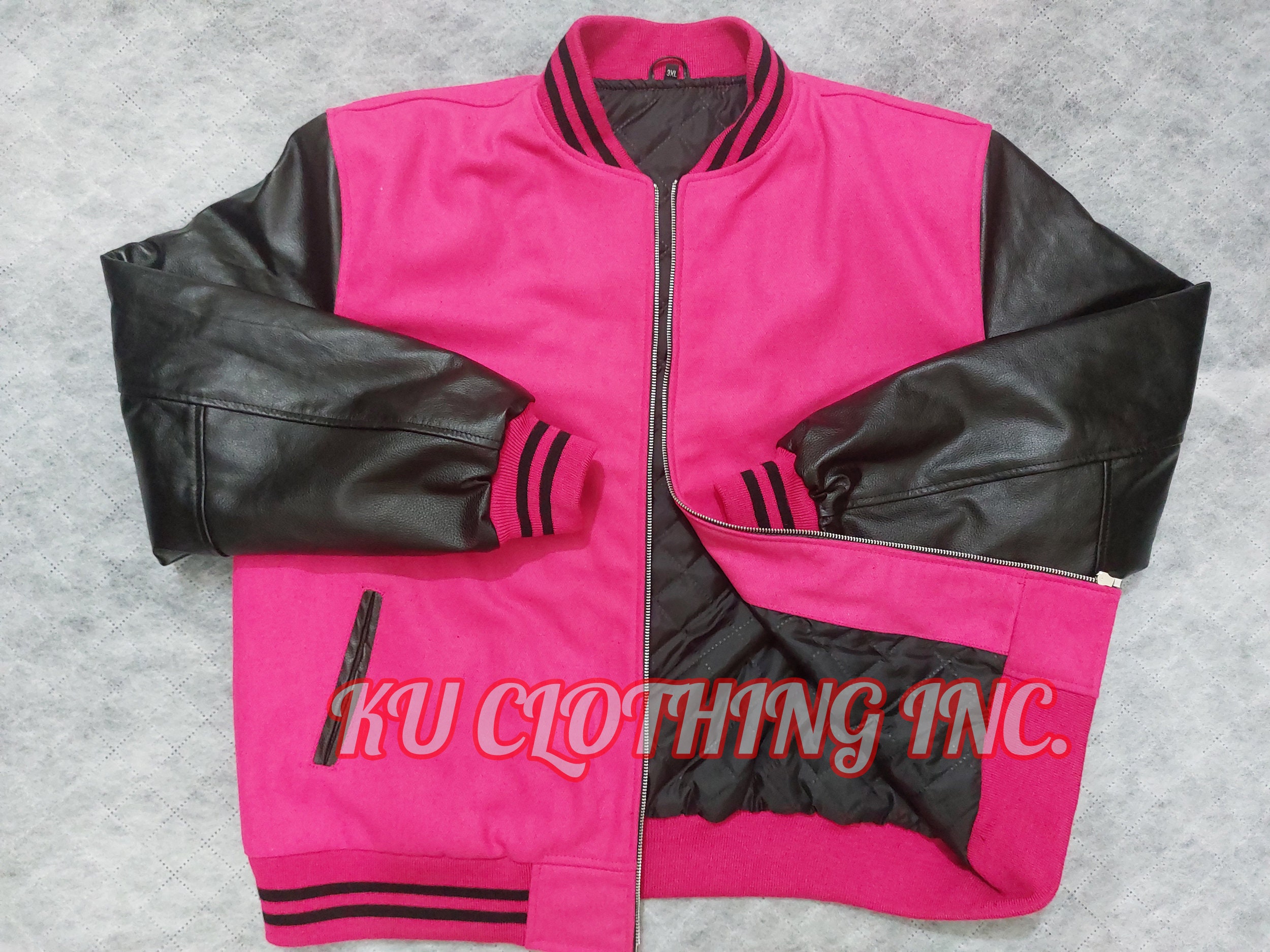 Women Varsity Jacket, Letterman Jacket, Pink Jacket, Wool and Leather ...