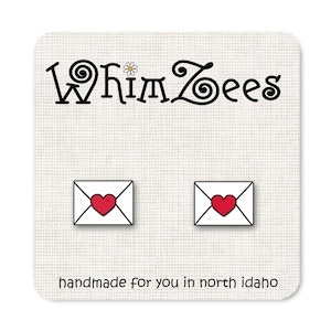 Pendientes con letras de amor / Pendientes con sobre y corazón rojo / Pendientes con letras / Pendientes con sobre y corazón de amor SWAK / Regalo de San Valentín / W150