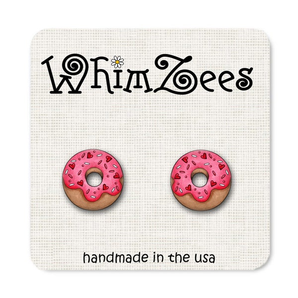 Donut Earrings, Valentine Sprinkle Donut Earrings, Donut Shop Earrings for Donut Lovers, Gifts for her, Valentine Daughter Gift Ideas,  W232