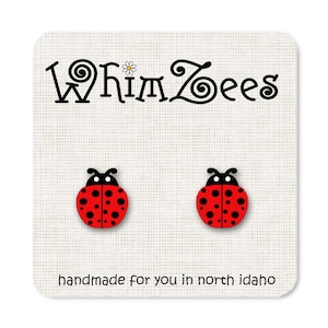 Ladybug Earrings / Cute Ladybug Earrings / Red Ladybug Jewelry / Bug Insect Jewelry / Ladybird Bug / Lucky Ladybug / Gardner Gift /  W38