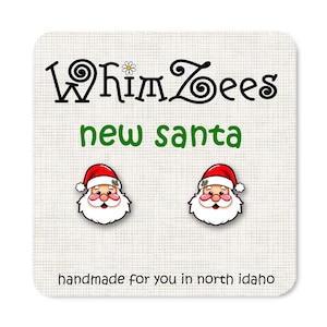 Santa Earrings / Santa Claus Earrings / Christmas Holiday Stud Earrings / Stocking Stuffer Ideas / Christmas Jewelry / W326