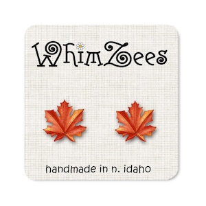 Fall Leaf Earrings, Leaf Stud Earrings, Maple Leaf Earrings, Fall Stud Earrings, Autumn Leaves, Harvest Earrings, Autumn Leaf Jewelry W202