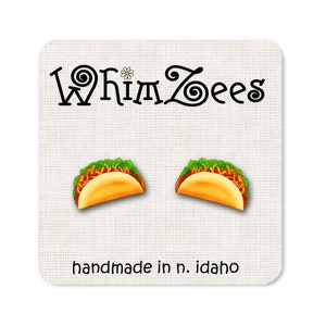 Taco Earrings / Cute Taco Stud Earrings / Fiesta Jewelry / Cinco de Mayo / Small Taco Post Earrings / Hypoallergenic Post Earrings / W79