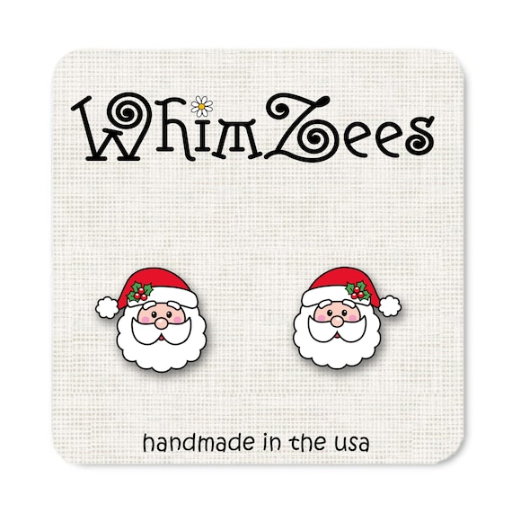 Santa Earrings, Santa Post Christmas Earrings, Earrings for Christmas Fun Holiday Earrings, Santa Claus Earrings, W177