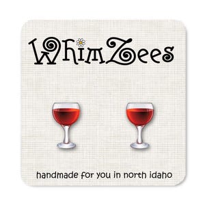Glass of Wine Earrings / Red Wine Stud Earrings / Wine Lovers Gift Idea / Sommelier / Oenologist / Red Wine Jewelry / Cocktail Server / W91T