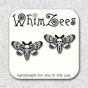Pendientes de polilla con calavera / Joyería de brujas / Pendientes de polilla con calavera / Joyería de calavera punk / Pendientes góticos / W204