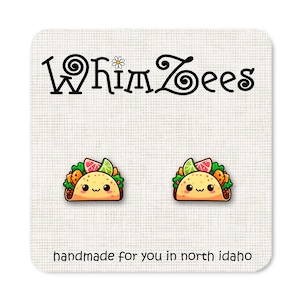 Kawaii Taco Earrings / Taco Stud Earrings / Cinco de Mayo Earrings / Miniature Food Earrings / Fiesta Taco / Funny Earrings Birthday / W355