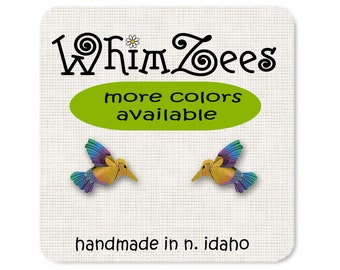 Hummingbird Earrings Little Turquoise Hummingbird Earrings Hummingbird Stud Earrings Turquoise Hummingbird Collectors Gift Idea W132T