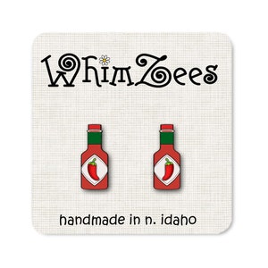 Hot Sauce Earrings, Taco Tuesday Earrings, Hot Sauce Jewelry, Mexican Food Jewelry Hot Sauce Earrings  W76