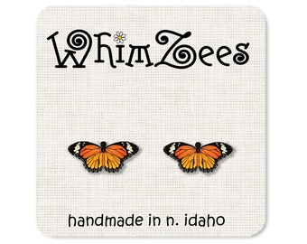 Butterfly Earrings, Monarch Earrings, Monarch Post Earrings Small Butterfly Earrings, Small Monarch Earrings Monarch Jewelry W66