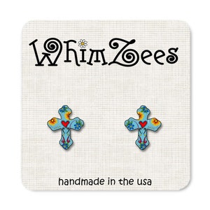 Small Cross Stud Earrings, Christian Jewelry Earrings, Religious Earrings, Earrings for Easter Stud Earrings, Colorful Cross Earrings, W277