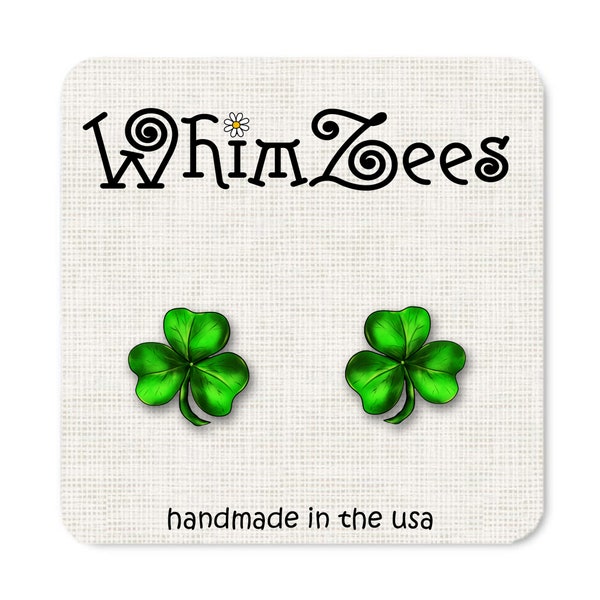 Shamrock Earrings St Patricks Day Four Leaf Clover Earrings, Shamrock Stud Earrings, Shamrock Jewelry Clover Leaf Earrings 4 Leaf Clover, W5