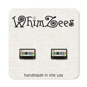 Cassette Tape Earrings, Retro Cassette Mixtape Earrings, Cute Cassette Tape Stud Earrings Retro Earrings, Quirky Retro Jewelry Earrings W144