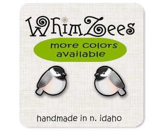 Chickadee Earrings Little Bird Stud Earrings Little Chickadee Post Earrings Small Bird Earrings Bird Watchers Gift Idea Chickadees W191
